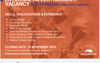 VACANCY ADVERTISEMENT: X1 ELECTRICIAN (Fixed term 3 months)